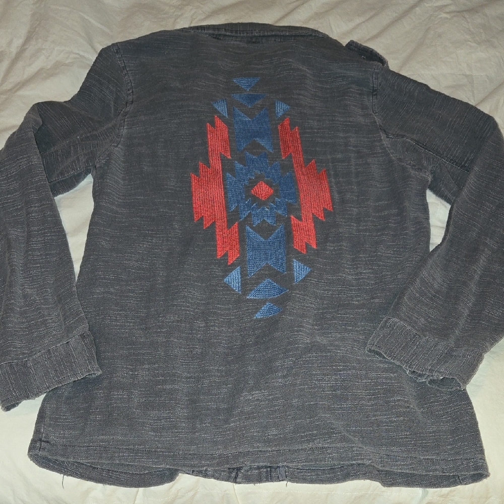 Sundry Gray Jacket with Red and Blue Pattern